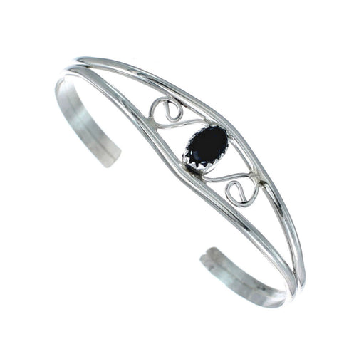 Genuine Sterling Silver Navajo Onyx Cuff Bracelet NN20121